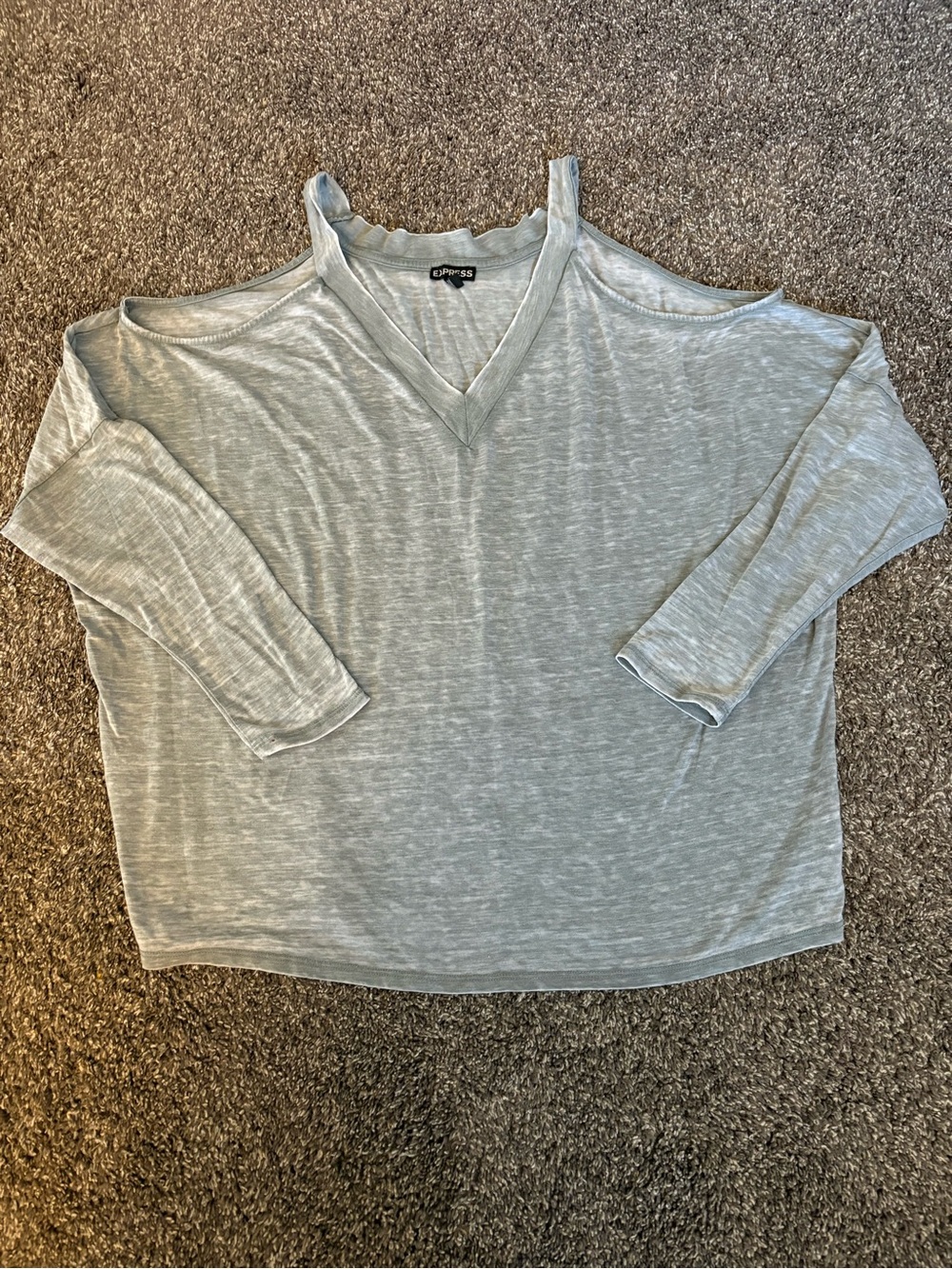 Express Women's Light Green Cold-Shoulder V-Neck Tunic